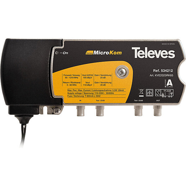 Televes BK-Verstärker 20/25dB m.RK (5-65MHz) 20dB KVE2025RK65